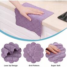 12 Pack Kitchen Dish Cloths (10 X 10 Inches, Cream Yellow), Super Soft And Absorbent Coral Velvet Dish Towels, Nonstick Oil Fast Drying Microfiber Cleaning Cloth, No Lint Household Dishcloths, 2025 - 紫色 - 查看 2