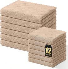 12 Pack Kitchen Dish Cloths (10 X 10 Inches, Cream Yellow), Super Soft And Absorbent Coral Velvet Dish Towels, Nonstick Oil Fast Drying Microfiber Cleaning Cloth, No Lint Household Dishcloths, 2025 - 棕褐色 - 查看 11