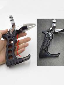 一套户外狩猎弹弓套装，包含弹弓、橡皮筋和飞碟弹，适用于户外狩猎、射击练习、钓鱼等，是一款多功能成人户外射击练习弹弓。 - 黑色 - 查看 3