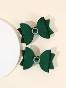 2pcs Green Velvet Bow Hair Clips, Suitable For Girls & Teenagers, Elegant & Fashionable, Women Hair Accessories, Hair Claws, Hair Clips