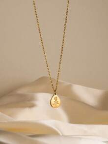 1 chiếc vòng cổ mặt dây chuyền hình bầu dục biểu tượng vô cực đa năng thanh lịch tối giản và họa tiết hoa hồng, vòng cổ cổ điển sang trọng thích hợp để đeo hàng ngày - vòng cổ - Xem 10