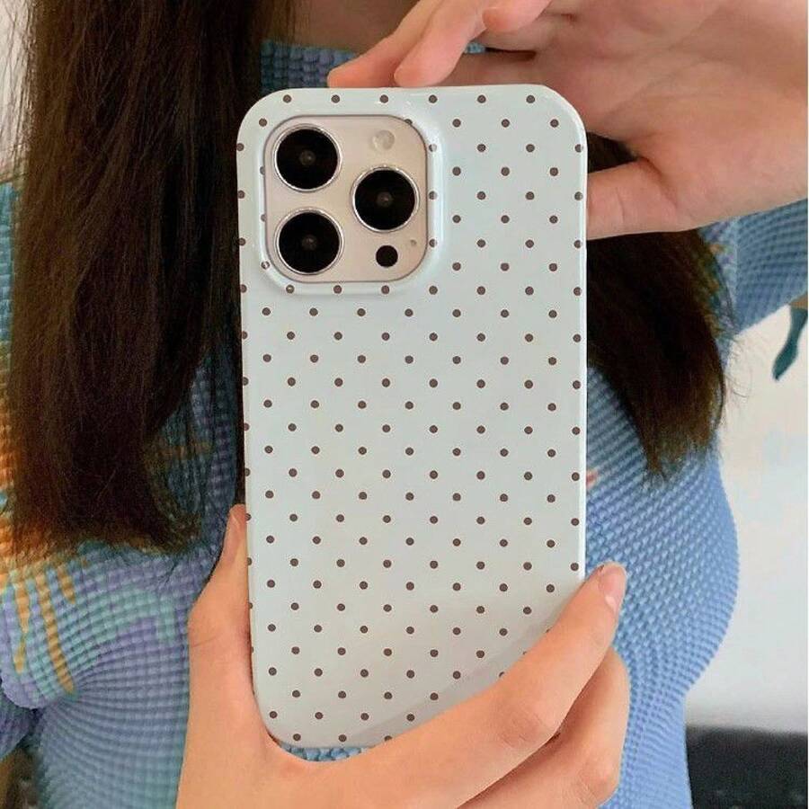 Blue And Black Polka Dot Pattern Large-Hole Matte Film Phone Case For IPhone 17 Air/16/15/14/13/12 Pro Max 17 14 15 16 Plus 11 Thin And Lightweight Anti-Yellowing And Fading Bright Colors Unisex Perfect For Holiday Birthday Gifts - 藍色 - 查看 1