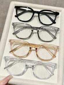 1pc Women Square Full Frame Ins Style Modern Simple Style All-Match Women Clear Glasses For Daily Life Reading Office Back-To-School Essentials Weekend Outfit Decoration Holiday Gift Suitable For All Face Shapes - Clear - View 9