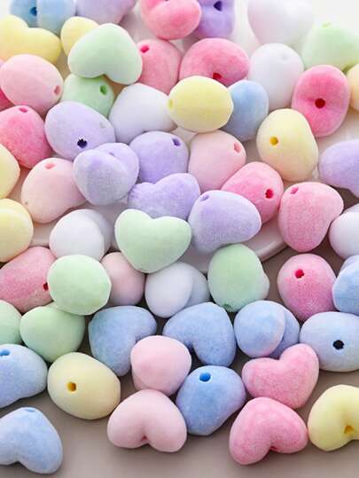 15 PIEZAS/Cuentas decorativas de acrílico con forma de corazón para manualidades DIY, paquete de colores mixtos, cuentas de peluche de amor de 18.3 mm para decoración de bolígrafos, pulseras, collares, aretes, encantos de teléfono, llaveros y accesorios de bolso