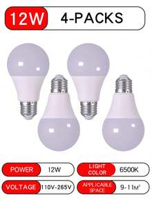 4个E27 LED灯泡，功率可选7W/9W/12W/15W，电压110-265V，室内照明灯泡，高亮度低能耗，适用于客厅、家庭照明，是圣诞礼物、节日办公室、卧室、酒店、派对、餐厅装饰的理想之选。 - 白光燈泡 - 查看 14