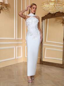 Đầm dự tiệc không tay gợi cảm có tua rua dành cho nữ, thích hợp cho tiệc chiêu đãi, tiệc cocktail, đám cưới, màu trắng mùa xuân. - trắng - Xem 4