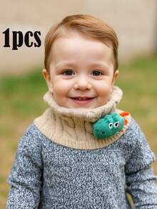 1pc Kids/Toddlers Dinosaur Knitted Scarf, Children's Cable Knit Neck Warmer, Autumn/Winter Warm Neck Gaiter, Cute Dinosaur Design