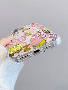 1pc Cute Cartoon SpongeBob SquarePants & Flower Pattern Shock-Proof Phone Case Cover, Suitable Compatible With Samsung/Apple 17/16/15/14/13/12/11 Pro Max/12 Pro/14 Plus And Other Models - Multicolor - View 5