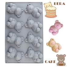 1pc Cute Bear Shaped Silicone Cake Mold, Cartoon Baking Mold For Making Candy, Cake, Chocolate, Fruit Ice, Cake Decoration, Candle, Handmade Soap, Etc. - Gray-732 - View 11