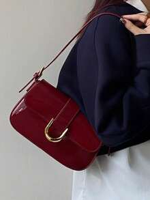 Ladies' Small Shoulder Bag, Leather Handbag, Hobo Wallet, Red Retro Y2K Wallet Fashion Crossbody Bag, Red Handbag Top Handle, Stray Man Armband Handbag,Summer,Beach Bag,Beach,Crossbody Bags For Women,Valentines Gifts,Purse,Spring To Summer,Tote Bags For Women,Brides Maid Proposal Gifts - 彩色 - 查看 2