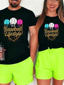 Baseball Lifestyle 101 Apparel Youth Baseball Drip Icecream-Shirt  Graphic Tees Men Crop Tops Couple Tee Outfits Men-Shirt - 黑色 1pcs MEN - 查看 6