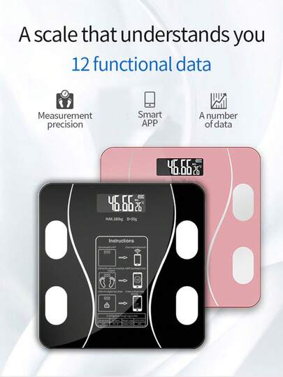 1 Piece Of Electronic Intelligent Weight Scale, Connected To Bluetooth Application, Used For Accurate Measurement Of Weight And Body Fat In Home/Bedroom, High-Precision Intelligent Body Fat Scale, Human Body Scale, Electronic Weight Scale, Fat Scale, Battery Powered (Excluding AAA Battery)