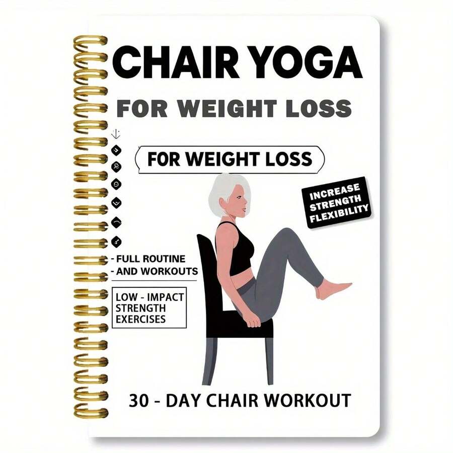 30-Day Chair Yoga Weight Loss Spiral Notebook With Exercise Guide - 15-Minute Daily Routine, Includes Chair Yoga Poses, Progress Tracking, Strength And Flexibility Exercises, Suitable For Seniors And Beginners, Home Fitness Plan, Size 5.5x8.3inch 30-Day Chair Yoga Plan, 15-Minute Exercises Each Time, Improve Balance, Strength, And Flexibility, Perfect For Weight Loss And Chair Yoga Practice - Trắng - Xem 1