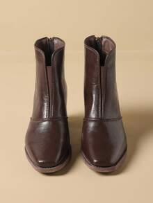 1 双女式卡其棕色尖头高跟踝靴，秋冬时尚派对靴 - 棕色 - 查看 6