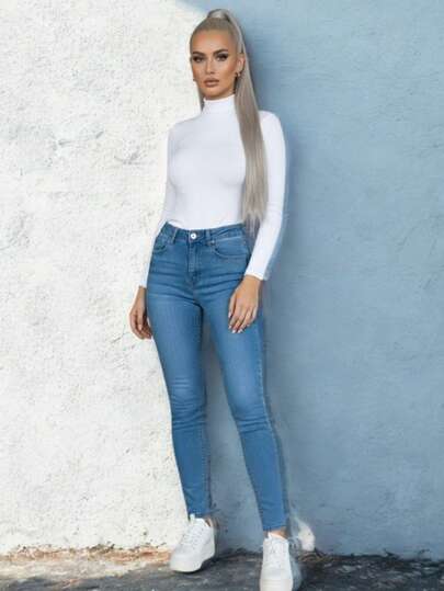 Jeans Pantalon Skinny Ankle Mezclilla Elastico Ligero Casual Salidas Tiro Alto Comodo Para Dama Moda