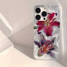 1 Pieza 2 Flores Patrón Simple Impermeable Anti-Huella Digital Anti-Arañazos Funda Transparente IMD Suave y Lisa Compatible con  16/16 Plus/16 Pro/16 Pro Max/ 15/15 Plus/15 Pro/15 Pro Max/ 14/14 Plus/14 Pro/14 Pro Max/ 13/13 Pro/13 Pro Max/ 12/12 Pro/12 Pro Max/ 11/11 Pro Max/45 Pro - Colores mixtos - Ver 8