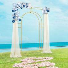 5.91*7.87ft Wedding Arch Backdrop Stand, White Gold Wedding Arches For Ceremony, Square Door-Shaped Metal Balloon Arch Stand, Flower Stand, Garden Arbor Frame For Wedding Birthday Party Baby Shower Photo Booth Background Decoration Indoors Outdoors - 金色 - 查看 2
