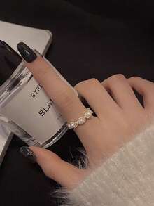 Bộ 5 nhẫn Cubic Zirconia cổ điển kiểu Pháp tối giản sang trọng, thanh lịch, tinh tế, cao cấp dành cho hàng ngày, tiệc tùng, đám cưới, quà tặng ngày lễ, cô dâu (Không có hộp quà) - Vàng - Xem 8