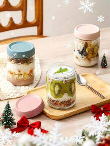 Glass Airtight Jars, Suitable For Food Storage, Great For Storing Tea Leaves, Grains, Nuts, Snacks, Coffee Beans, Sugar, Candies, Spices, Kitchen Supplies And Yogurt. Portable Transparent Food Containers, Kitchen Cereal Storage Canisters, Wedding Gifts, Christmas Gifts, Halloween Gifts. - Multicolor - View 5