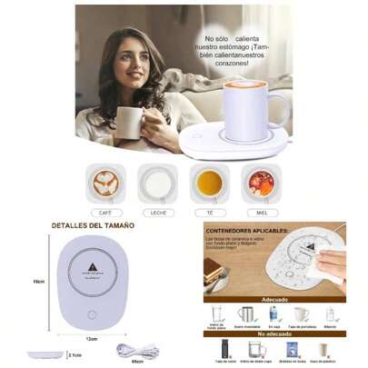 Calentador de Tazas de Caf, Taza de Caf de Acero Inoxidable Calentador Taza ElCtrico, DetecciN Inteligente de Gravedad, Caf Aislado, Agua, Leche, T, Adecuado para La Oficina y El Hogar Verde Oscuro