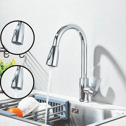 Grifo de cocina con rotación de 360°, grifo extraíble con 2 modos de flujo de agua, grifo mezclador de agua caliente y fría