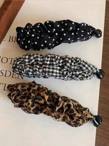 复古豹纹波点褶皱香蕉夹，女士后脑勺发夹，马尾夹，竖款发夹，发卡，发饰，爪夹，发爪，发夹，发卡