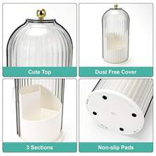 Toothbrush Holders With Sliding Lid, Rotating 3 Slots Bathroom Organizer Countertop, Tooth Brush Toothpaste Holder Bathroom Counter Stand Sink Organizer Caddy For Vanity Makeup Brushes Holder{Inchcolor_nameinch:InchWhite+TransparentBlackinch} - 白色+透明黑色 - 查看 6