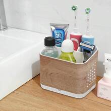 Toothbrush Holders For Bathrooms,  Electric Toothbrush And Toothpaste Holder, Toothbrush Caddy Organizer, 4 Slots Tooth Brushing Stand For Bathroom Organizer Countertop (Wood Grain){Inchcolor_nameinch:InchWoodGraininch} - Vân gỗ - Xem 3