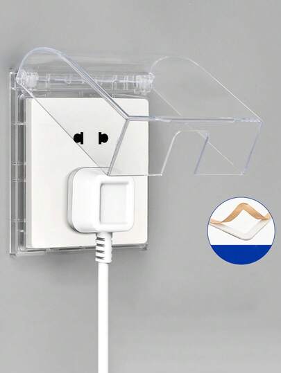 Durable Transparent Waterproof Junction Box, Transparent Self-Adhesive Waterproof Outlet Cover - Splash Protection For Outlets And Switches, Transparent Plastic Compartment For Easy Cable Management, Battery-Free, Outdoor Electrical Accessory | Transparent Cover Design