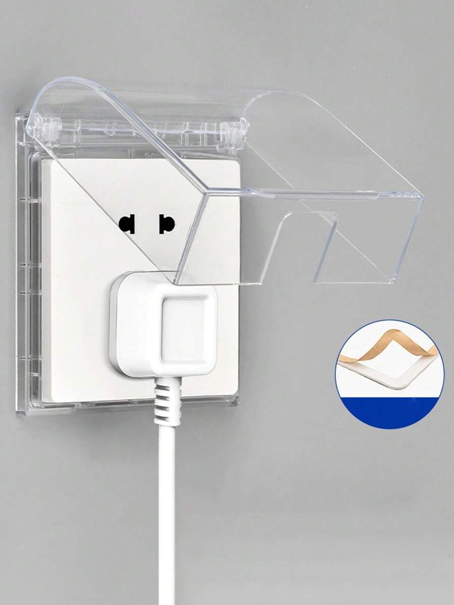 Caja de Conexión Transparente Impermeable, Cubierta de Enchufe Autoadhesiva Transparente Impermeable - Protección contra Salpicaduras para Enchufes e Interruptores, Compartimento de Plástico Transparente para una Gestión de Cables Fácil, Sin Batería Requerida, Accesorios Eléctricos para Exteriores | Diseño de Cubierta Transparente