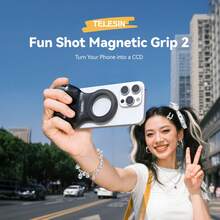 Tay cầm chụp ảnh từ tính TELESIN Fun Shot kiểu DSLR dành cho điện thoại, kèm nút chụp không dây có thể tháo rời, giá đỡ điện thoại tiện dụng. - Đen Không có ánh sáng - Xem 3
