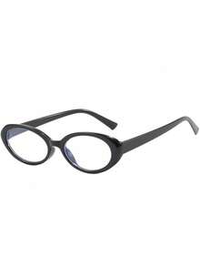 1 Pair Personalized Versatile Oval Women's Glasses, Stylish Glasses Suitable For Travel And Daily Wear - Black Frame White Film - View 4