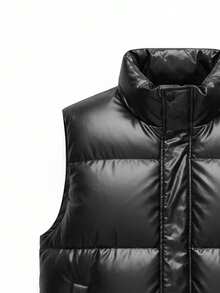 Chaleco casual versátil y cálido de color liso brillante para hombre