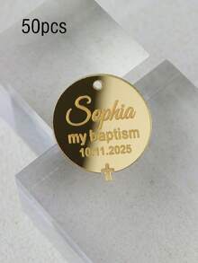 20个/50个/100个 个性化洗礼标签 亚克力材质 4厘米 上帝保佑 洗礼标签 定制我的洗礼标签 适用于初领圣体 宗教庆典、派对 顶部 - 洗禮款式 - 查看 8