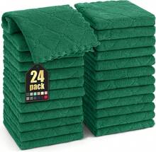 12 Pack Kitchen Dish Cloths (10 X 10 Inches, Cream Yellow), Super Soft And Absorbent Coral Velvet Dish Towels, Nonstick Oil Fast Drying Microfiber Cleaning Cloth, No Lint Household Dishcloths, 2025 - 墨綠色 - 查看 14