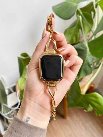 1pc Women's X-Shape Crystal Rhinestone Metal Watch Band Compatible For Apple Watch 38/40/41/42/44/45/49/46mm Ultra2/Ultra/SE/10/9/8/7/6/5/4/3/2/1