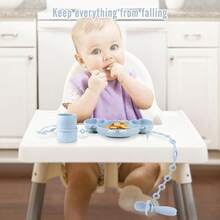 Silikongeschirr-Set: Krabben-Teller, Bären-Schüssel mit Saugfuß, Trinkbecher, 3 Stücke Fütterungslöffel, 2 Stücke Antiverlust-Kette, alles spülmaschinenfest & mikrowellengeeignet