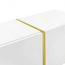 Móvel para TV com acabamento brilhante, quatro portas, design moderno e minimalista, na cor branca. - Branco - Ver 9