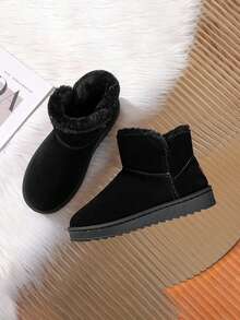 Men's Short Snow Boots, Warm Plush Lining, Thick Thermal Lined, High-Top Winter Shoes, New Winter Style - Black - View 4