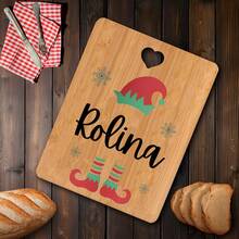 1pc Christmas Tray, Cutting Board, Customizable Name And Text, With Bow, Reindeer, And Snowflake Elements, Merry Christmas, Warm And Sweet Gift, High-End Housewarming Gift, High-Quality Kitchenware, Suitable For Parents, Couples, Wives And Cooking Couples, Valentine's Day Gift, For Holding Food And Fruits, Fashion On, Essential For Housewarming - Beige - View 15