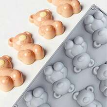 1pc Cute Bear Shaped Silicone Cake Mold, Cartoon Baking Mold For Making Candy, Cake, Chocolate, Fruit Ice, Cake Decoration, Candle, Handmade Soap, Etc. - Gray-732 - View 3