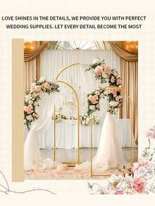 1/2/3pcs Metal Arch Frame Backdrop Stands, Multi-Scene Party Arch Kit Suitable For Wedding Decoration, Birthday Party Arrangement, Baby Shower Setup & Graduation Ceremony Ornament - Khung sắt vàng - Xem 5