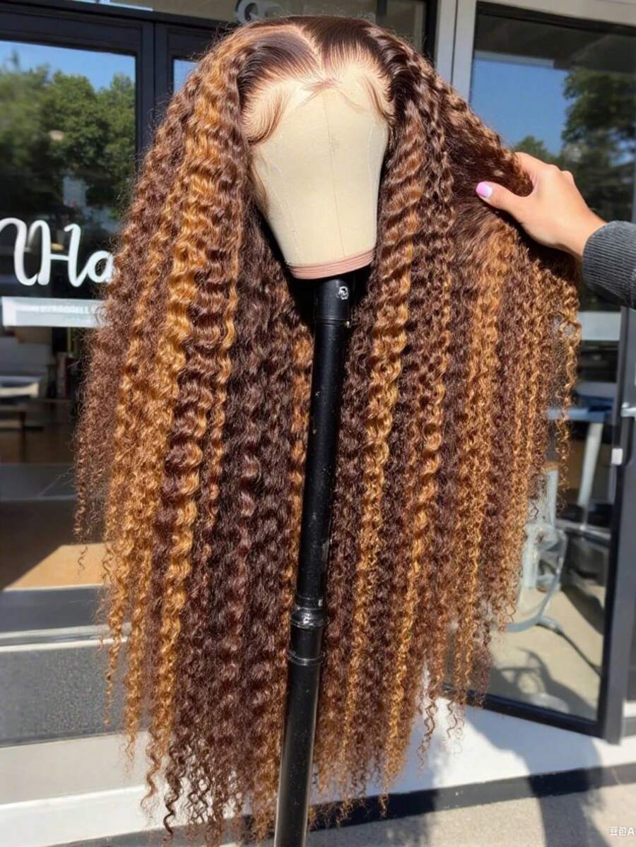 250% Density 34Inch 13x4 Honey Blonde Deep Wave Lace Front Wigs Human Hair 13x4 Highlight Ombre Curly Lace Front Wig Human Hair 5x5 Put On And Go Gluless  Water Wave Lace Closure Wigs No Glue No Need 3S To Wear Wig For Women - S4/27 - Xem 1