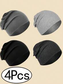 4顶轻薄透气的四季通用针织帽，适合睡眠、化疗、跑步、骑行、徒步、钓鱼等运动。 - A - 查看 1