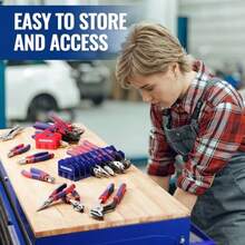 Tool Organizer/TrayWORKPRO - Paquete de 2 alicates organizadores soporte para alicates y organizadores de cortador con base de goma antideslizante organizador de caja de herramientas de 20 ranuras organizador deTool Organizer/Tray - Azulyrojo - Ver 7