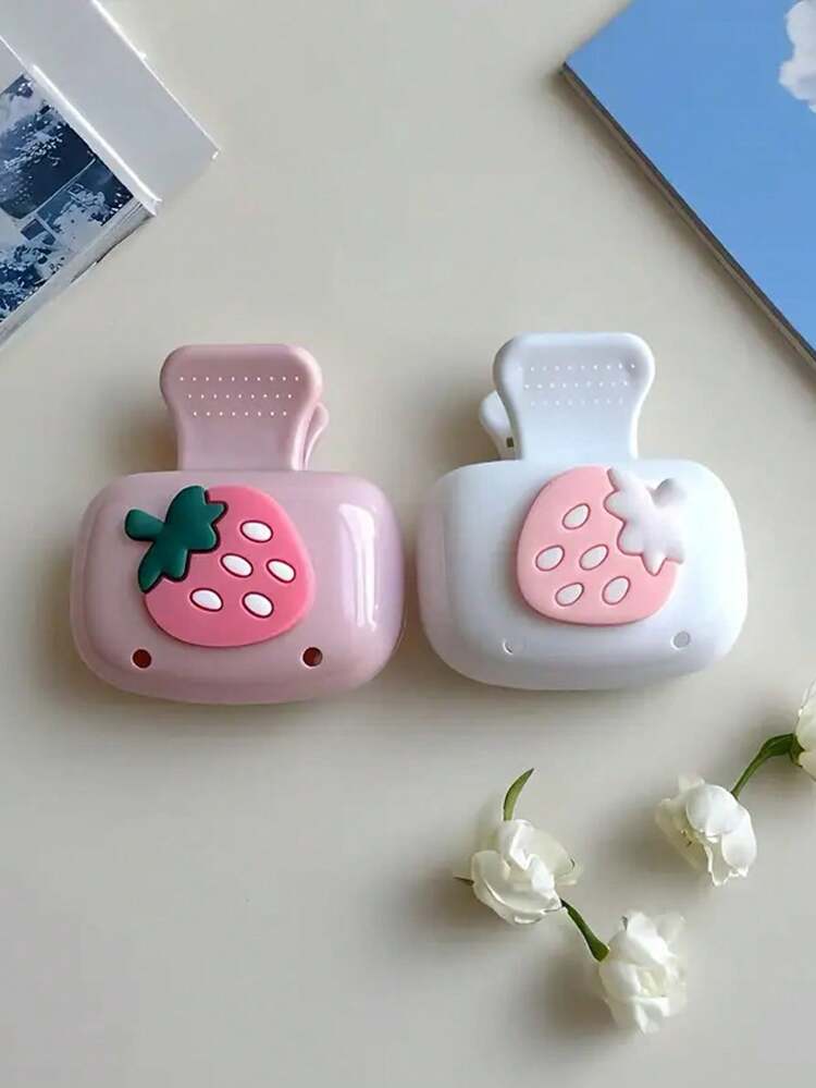 Bộ hộp đựng bàn chải đánh răng Dopamine & vỏ bảo vệ hoạt hình - Hộp đựng bàn chải đánh răng du lịch rực rỡ với lỗ thông gió, phù hợp cho gia đình, ký túc xá và du lịch, với họa tiết dâu tây hoạt hình | Hộp đựng đầu bàn chải đáng yêu, lý tưởng để sắp xếp phòng tắm, vật dụng cần thiết cho sinh viên đại học, du lịch gia đình - Nhiều màu - Xem 7