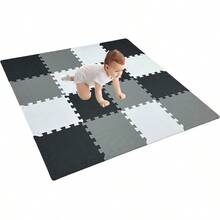 Interlocking Floor Mats16 alfombrillas de espuma con bordes azulejos entrelazados tapete de espuma para niños tapetes de juego de rompecabezas tapetes de gimnasio para ejercicio color negro y blanco y grisInterlocking Floor Mats - negro gris blanco - Ver 1