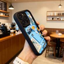 Cubierta de teléfono con borde negro azul con estampado de libros cámara gafas y accesorios para estudiantes y amantes de la lectura Aplicable a los teléfonos de la serie Apple y Galaxy - Blanco - Ver 6