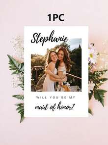Customized Bridesmaid Invitation Card - Personalized Photo Album Design, Printed With "Will You Be My Bridesmaid?", Provides 3 Photo Upload Options, Perfect For Fun Bridesmaid Invitation, Bridesmaid Gift, Creative Design, Durable Card - Multicolor - View 18