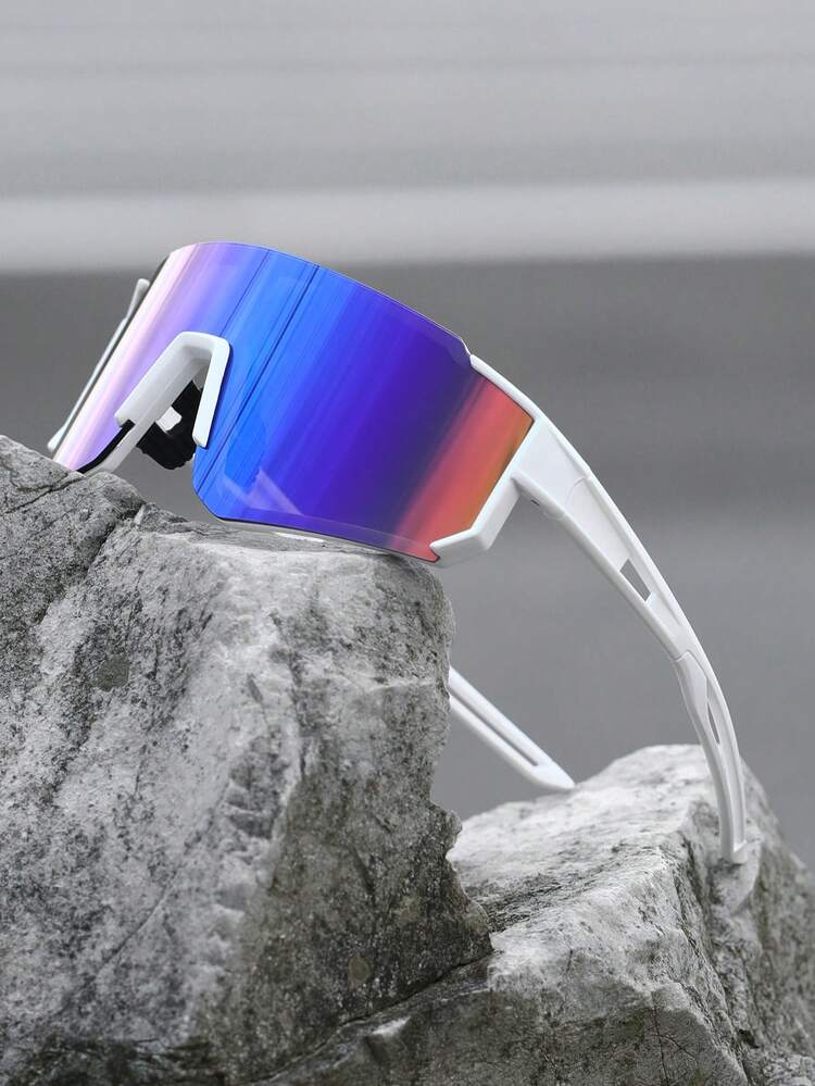 1pc One-Piece Mirrored Reflective Multicolor Personalized Street Style Technological Punk Sports Glasses,For Women-Outdoor Casual Activities,Tropical Beach Vacay Outfits,Rave Party,Outdoor Casual Activities Accessories - Multicolor - View 10